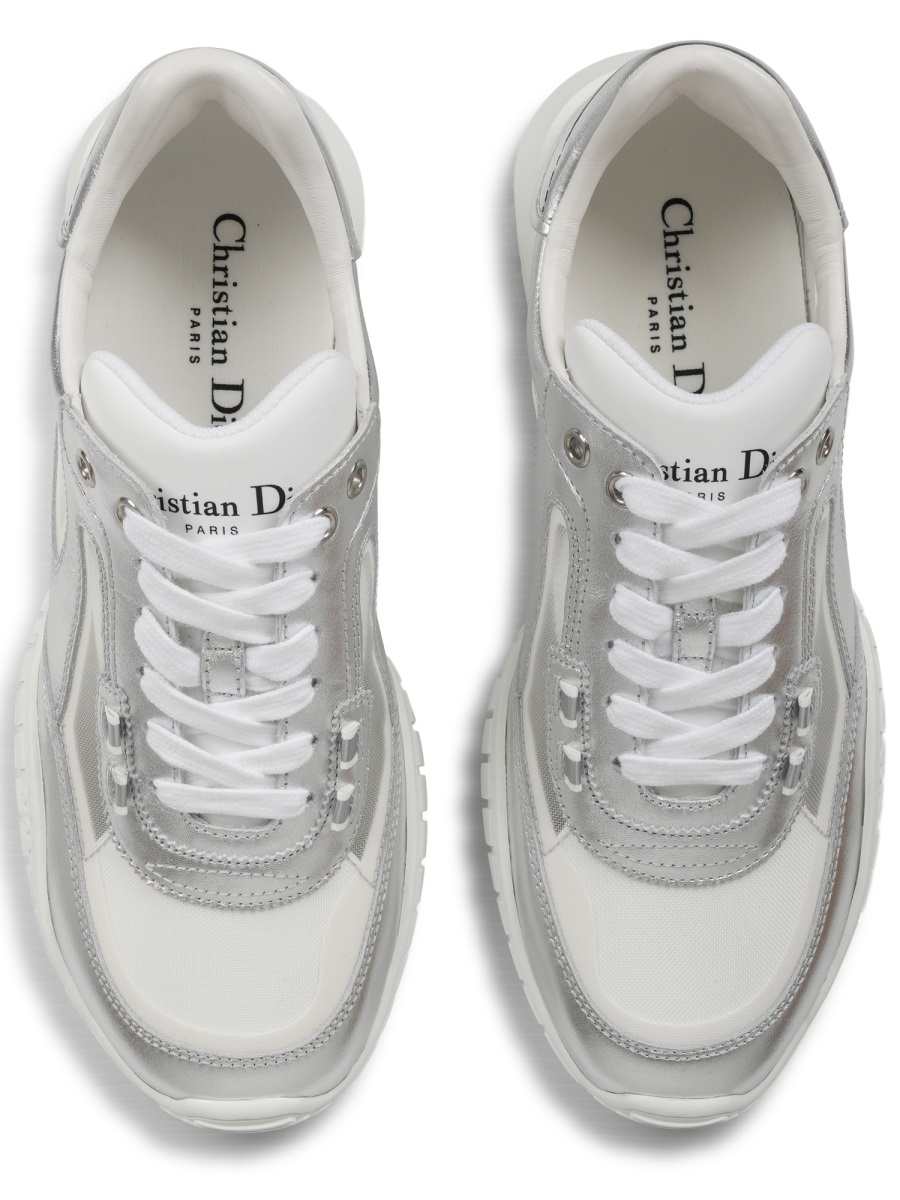 Dior Metallic Leather Sneaker In Silver