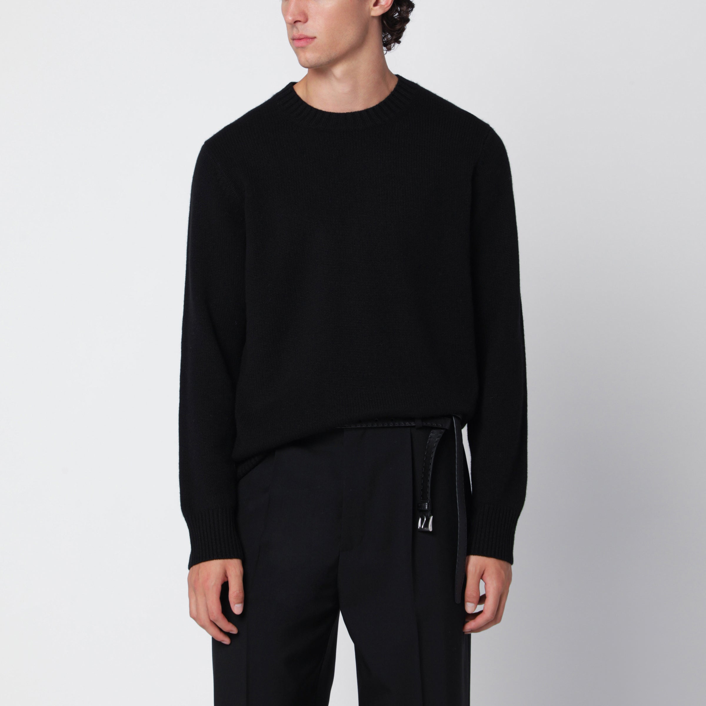 Black Cashmere Crew-Neck Sweater