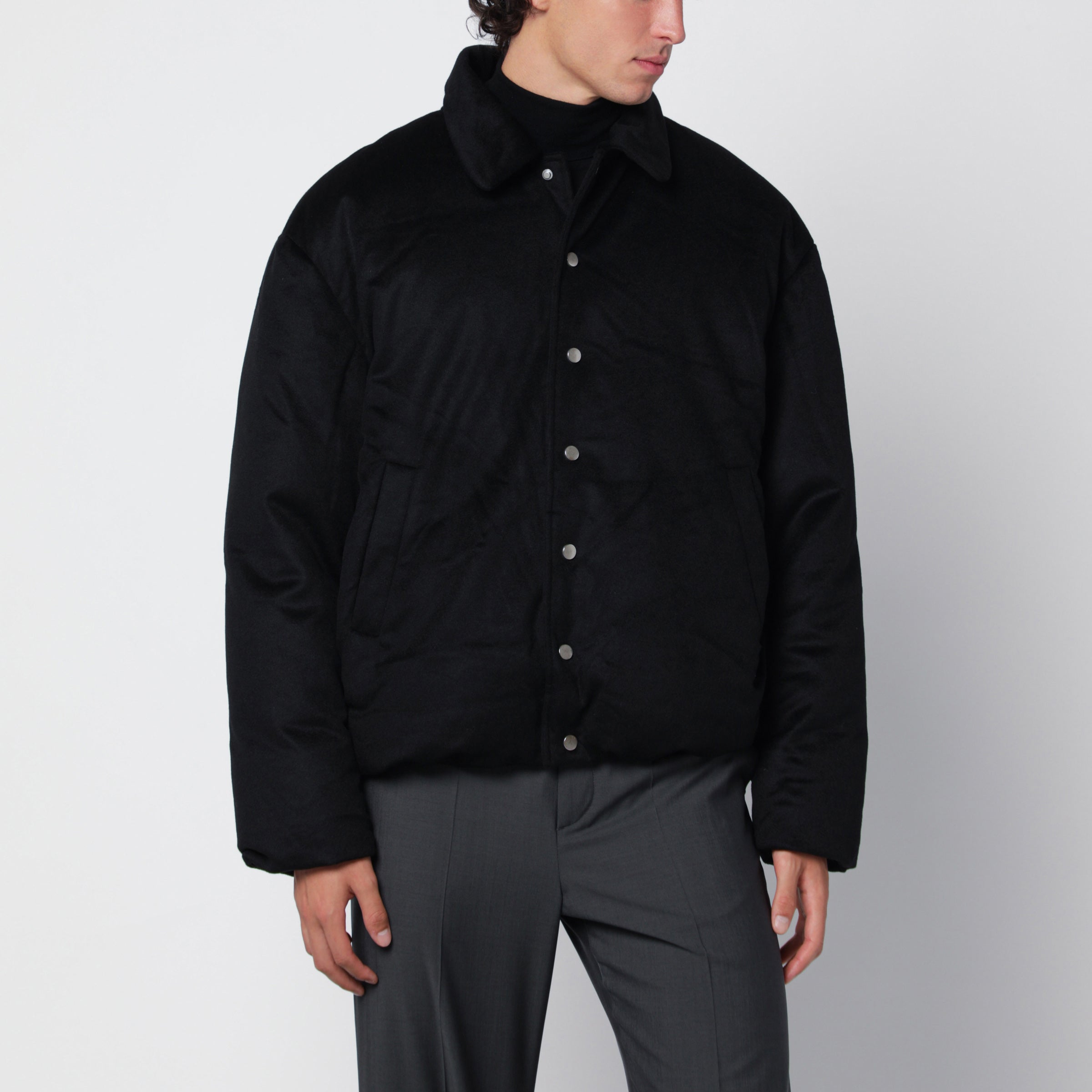 Black Wool And Cashmere Down Jacket