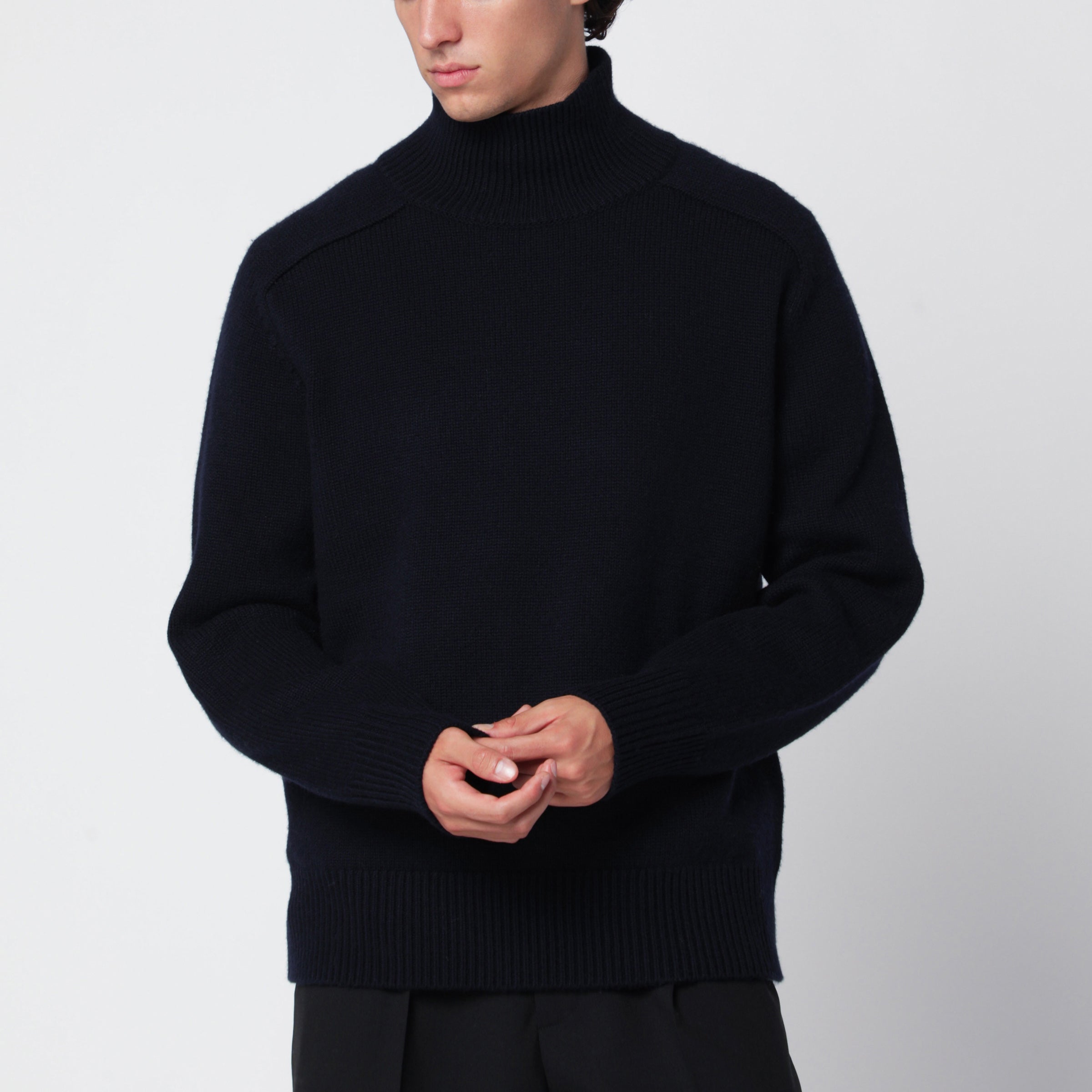 Navy Cashmere Turtleneck Sweater