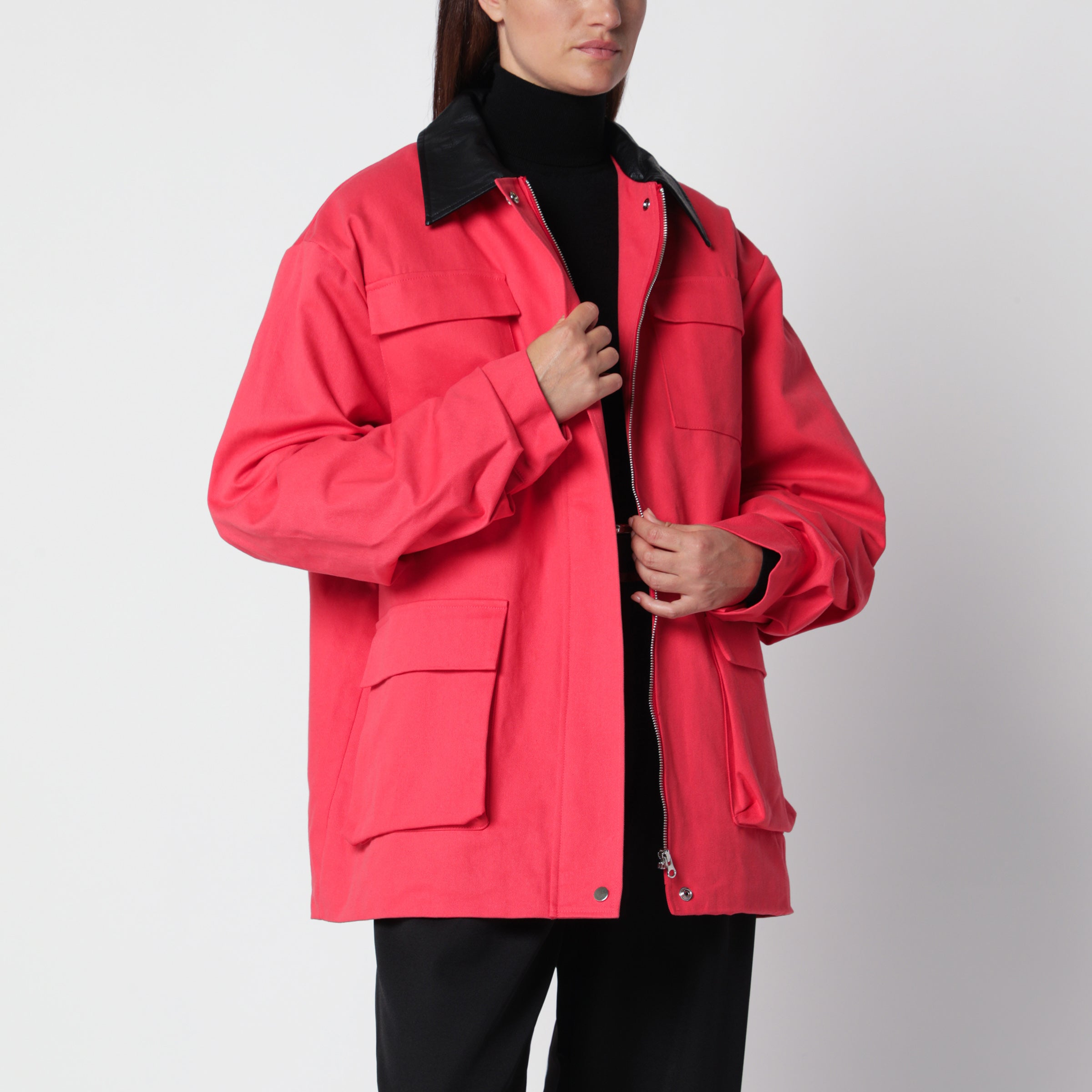 Source Unknown Baia Red Cotton Utility Jacket