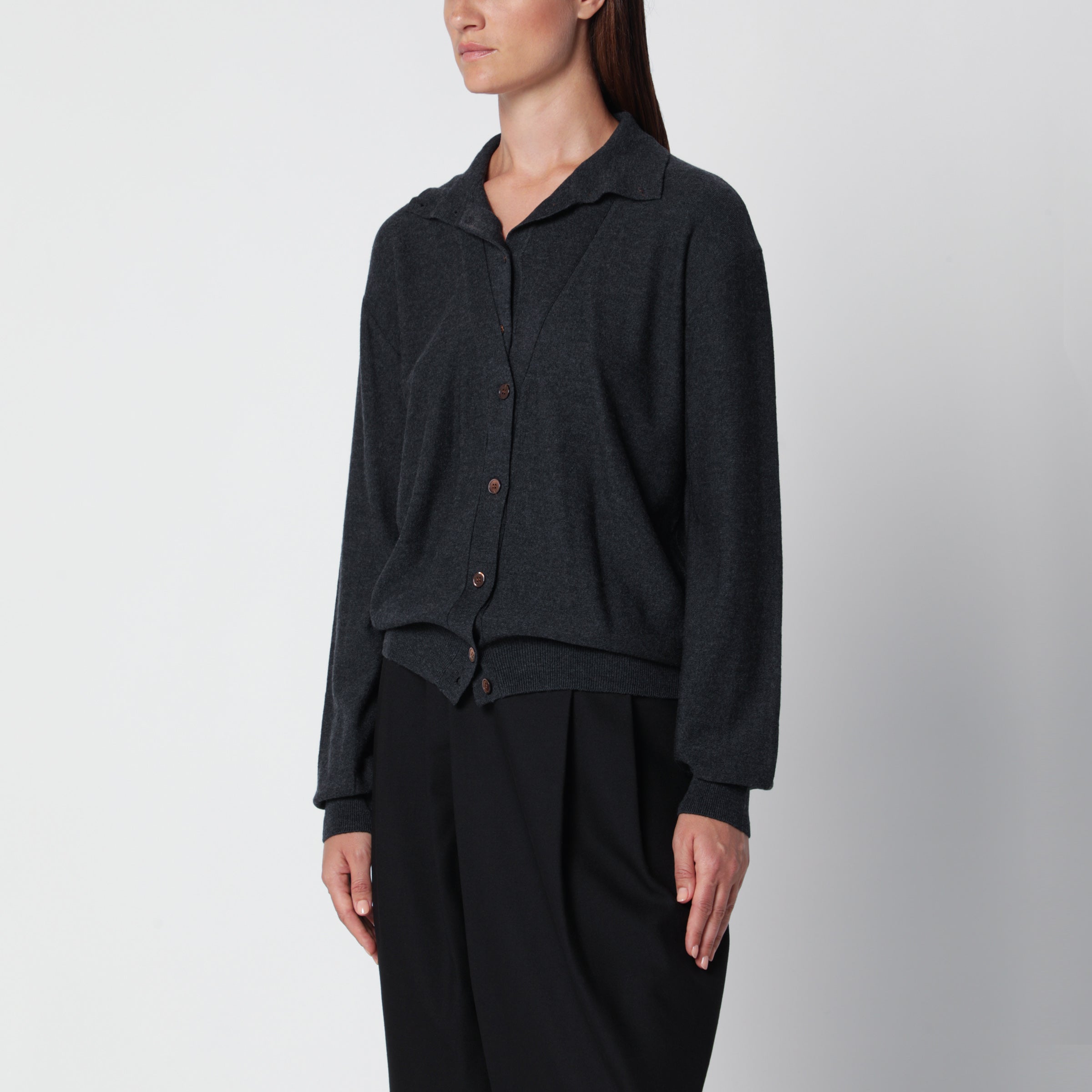 Source Unknown Dark Grey Fabbie Wool Cardigan