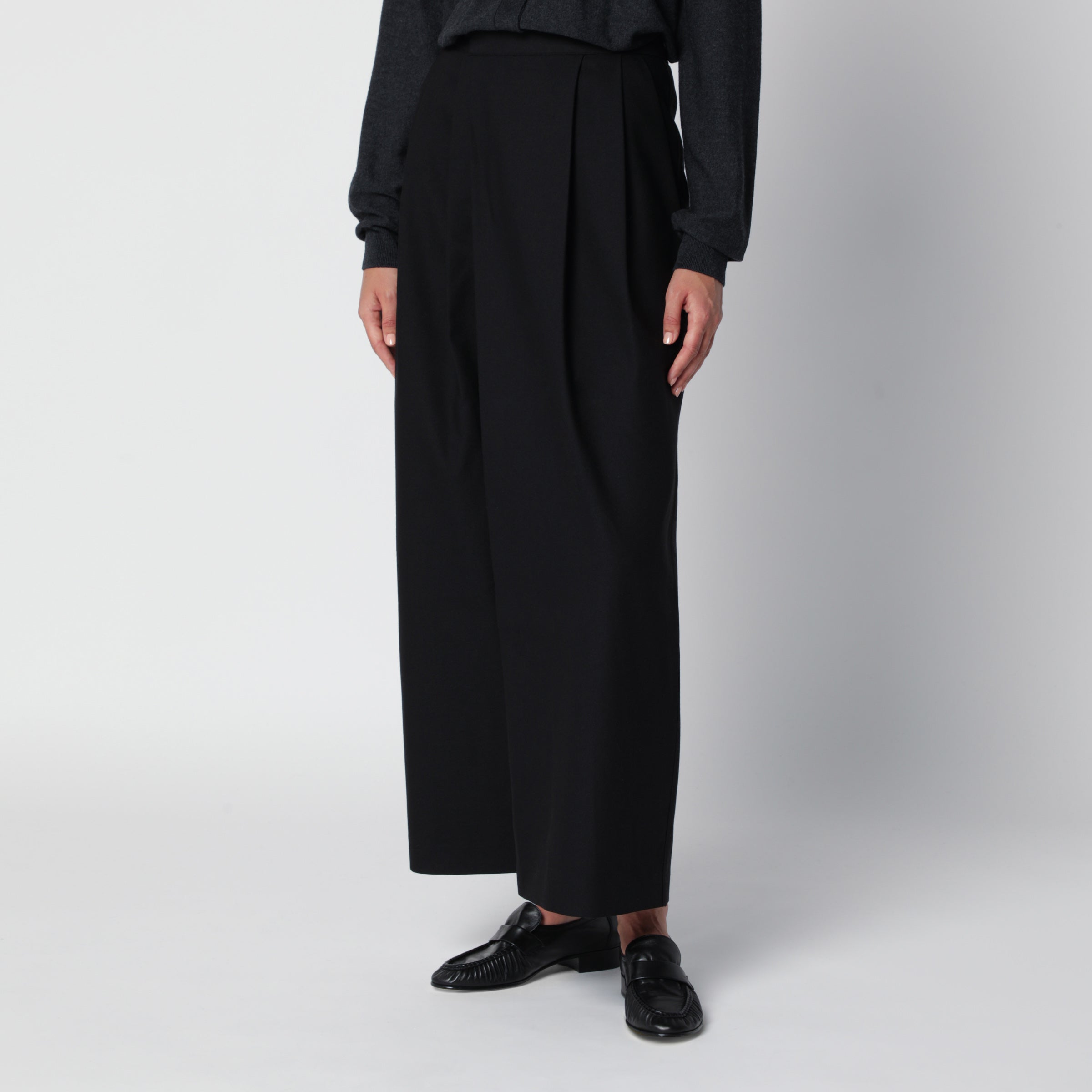 Source Unknown Leiko Black Wide-leg Trousers