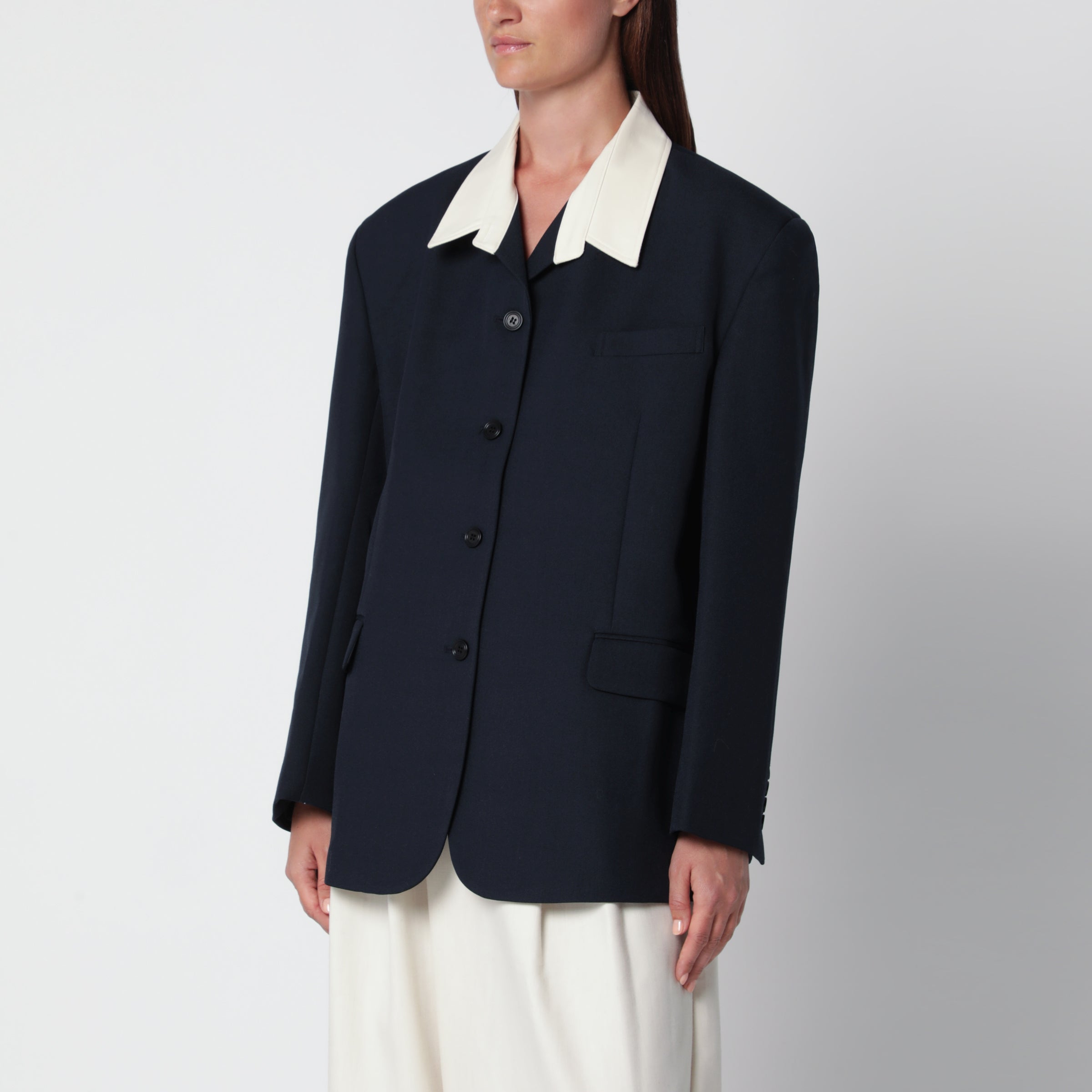Source Unknown Suki Navy Blue Single-breasted Jacket
