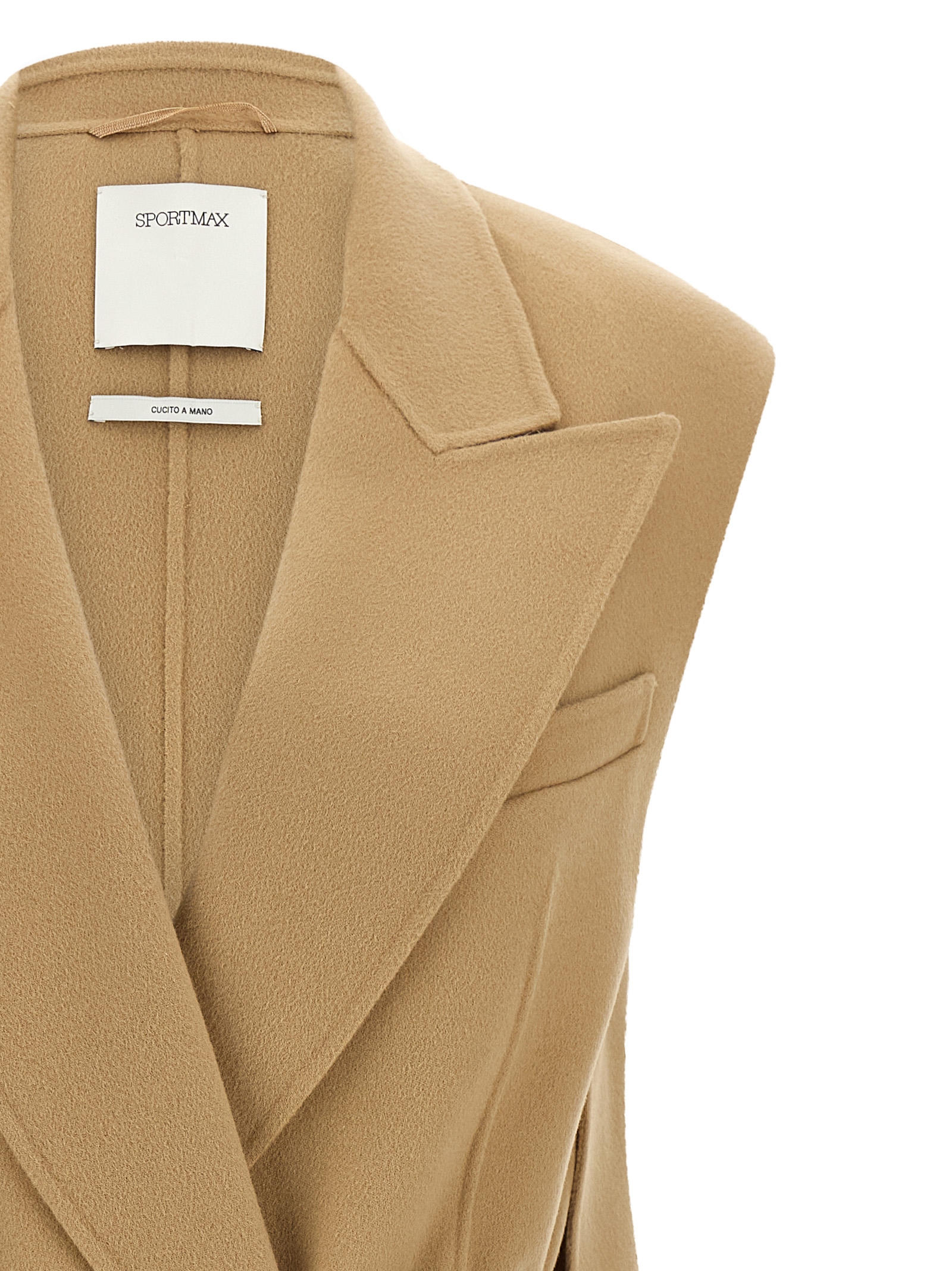 Sportmax Wool Oversized Coat In Beige