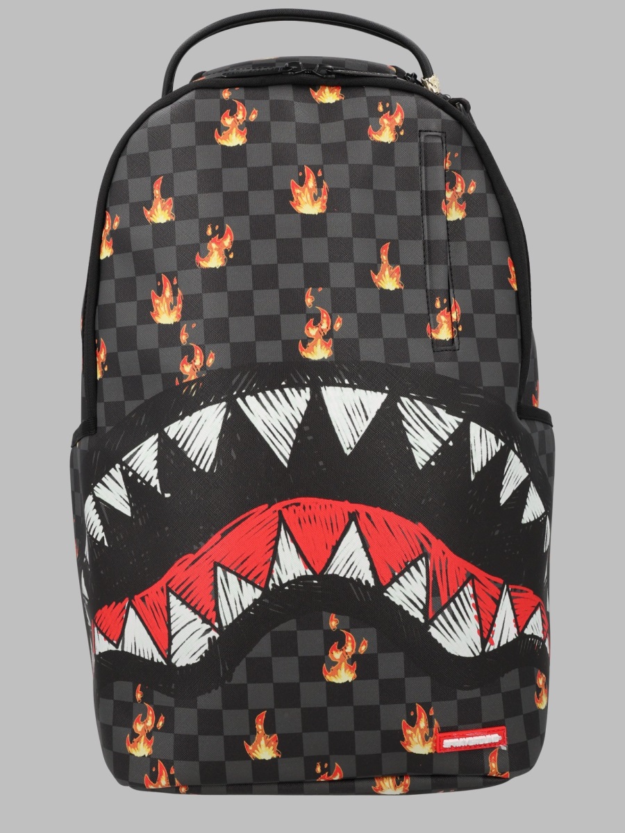 Sprayground Scribble Fire Check Backpack In Multicolor