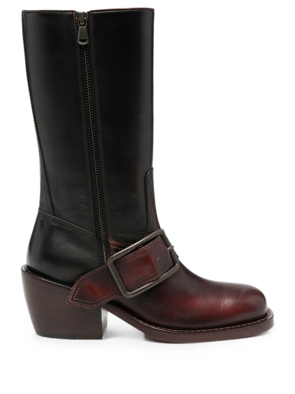 Dries Van Noten Square Toe Boots In Brown