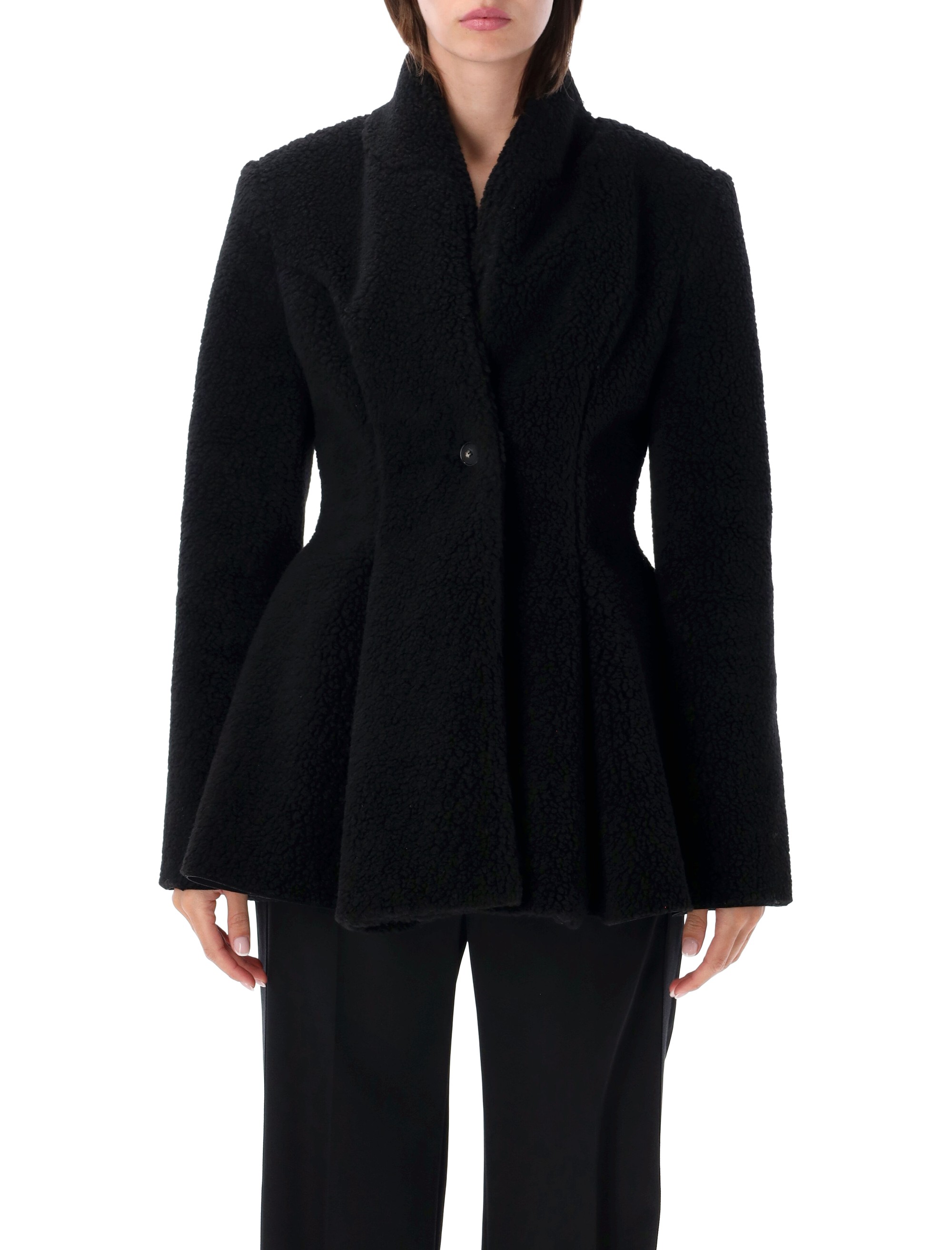 Stella Mccartney Fleece-texture Flared Jacket In Black
