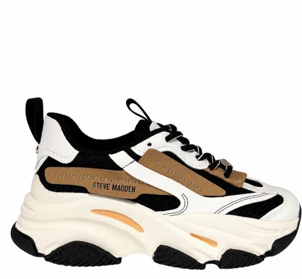 Black Tan Synthetic Shoes