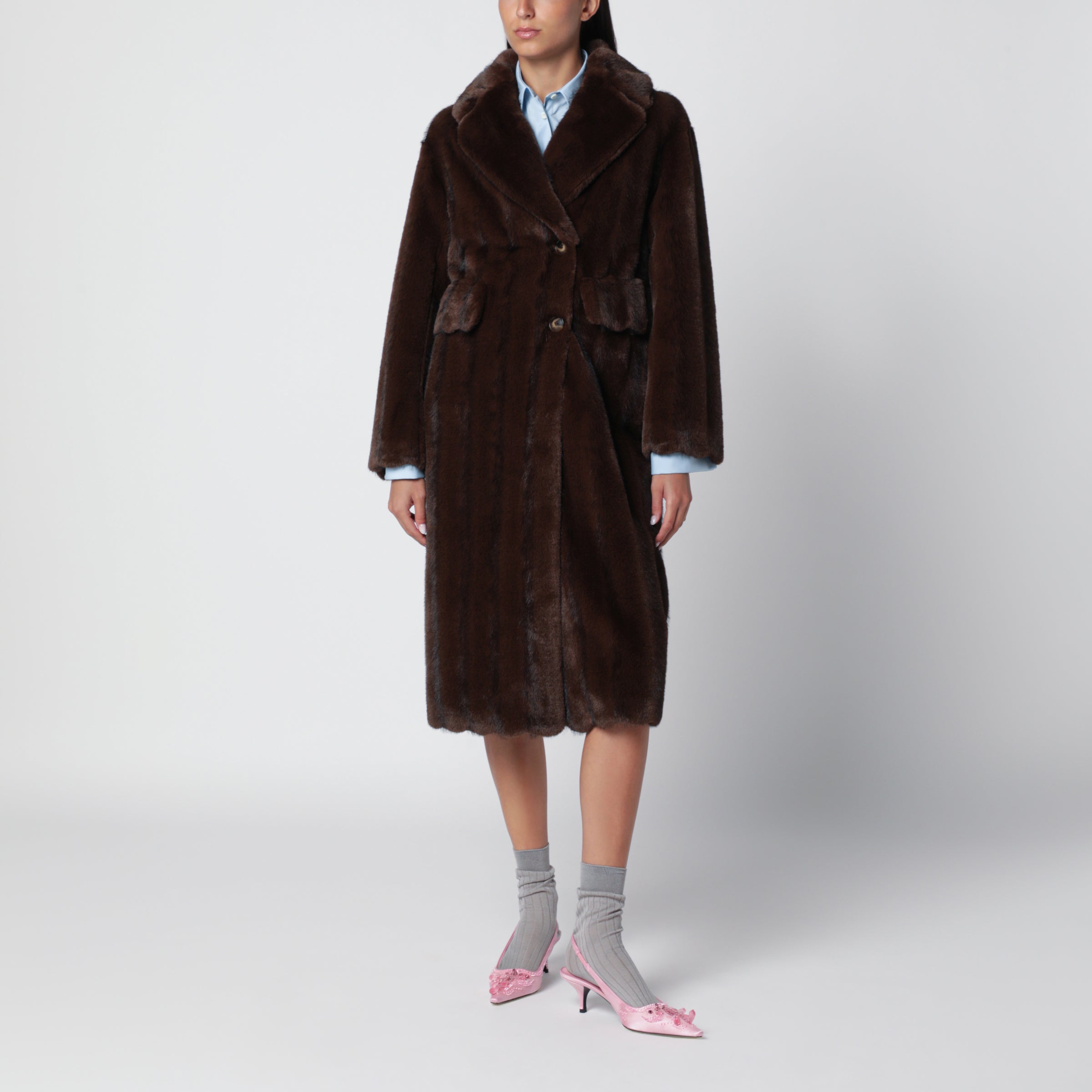 Sword 6.6.44 Sword 6644 Dark Brown Faux Fur Coat