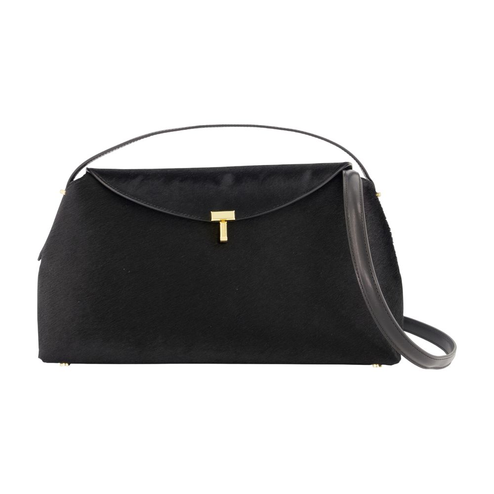 T-Lock Pony Hair Top Handle Purse -  - Leather - Black