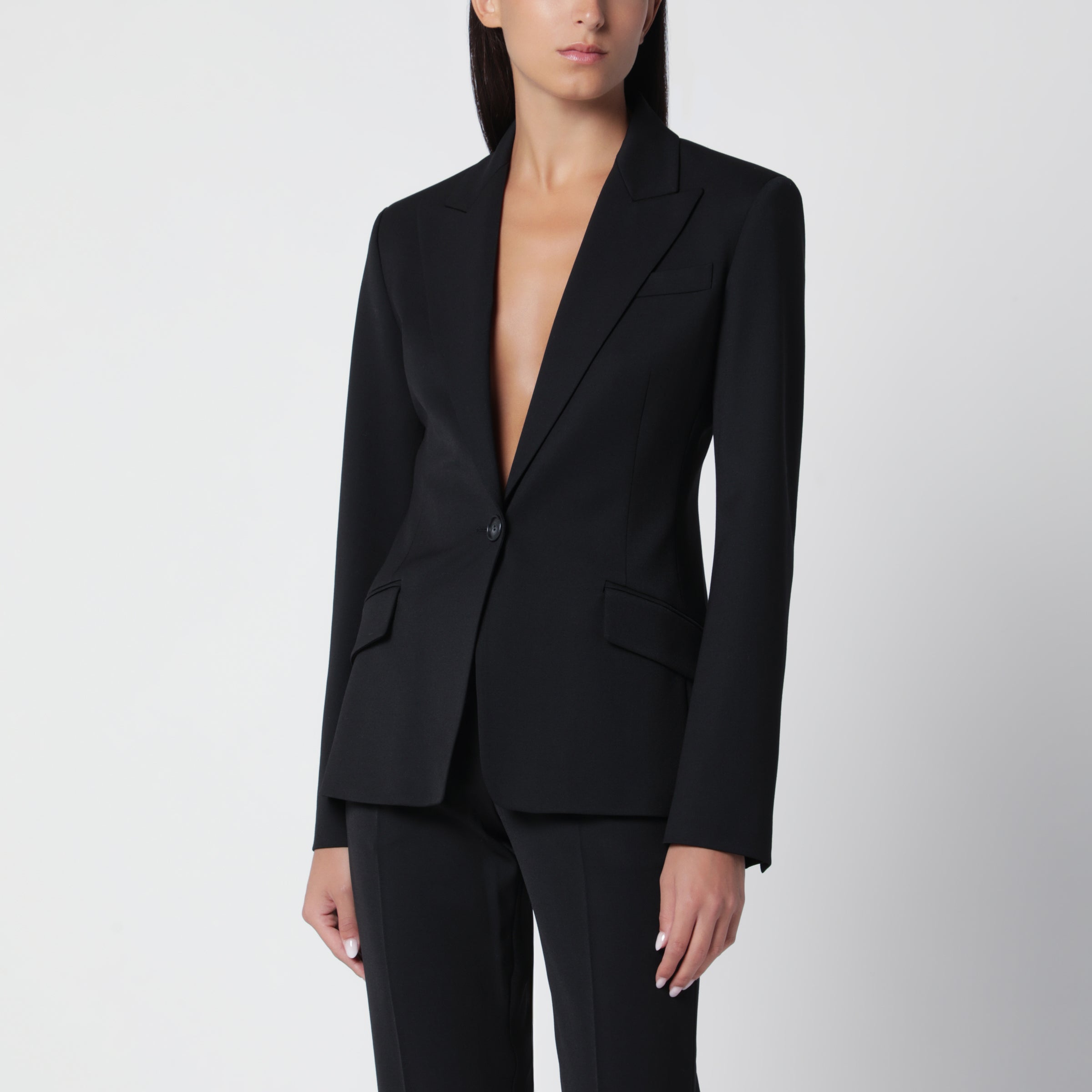 Single-Breasted Black Jacket In Wool Blend