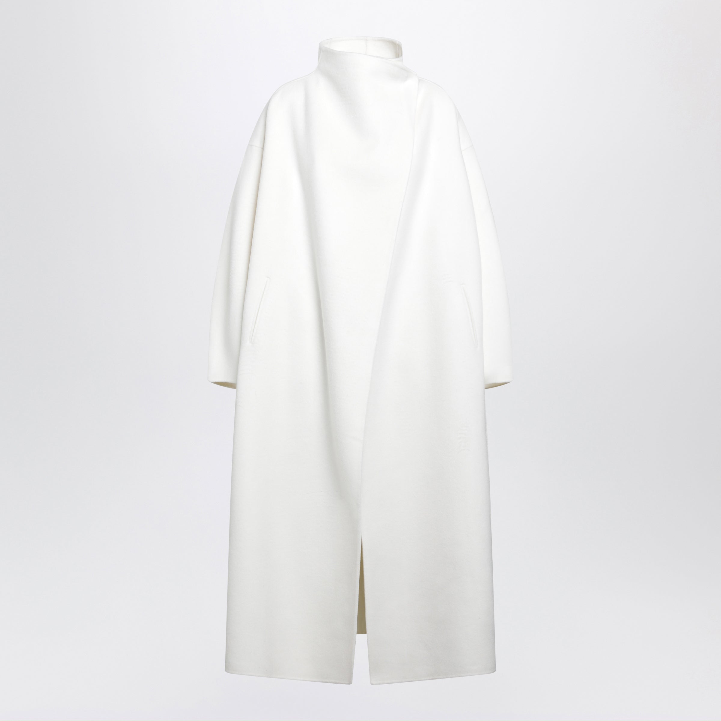 Leroy White Wool Blend High-Neck Coat