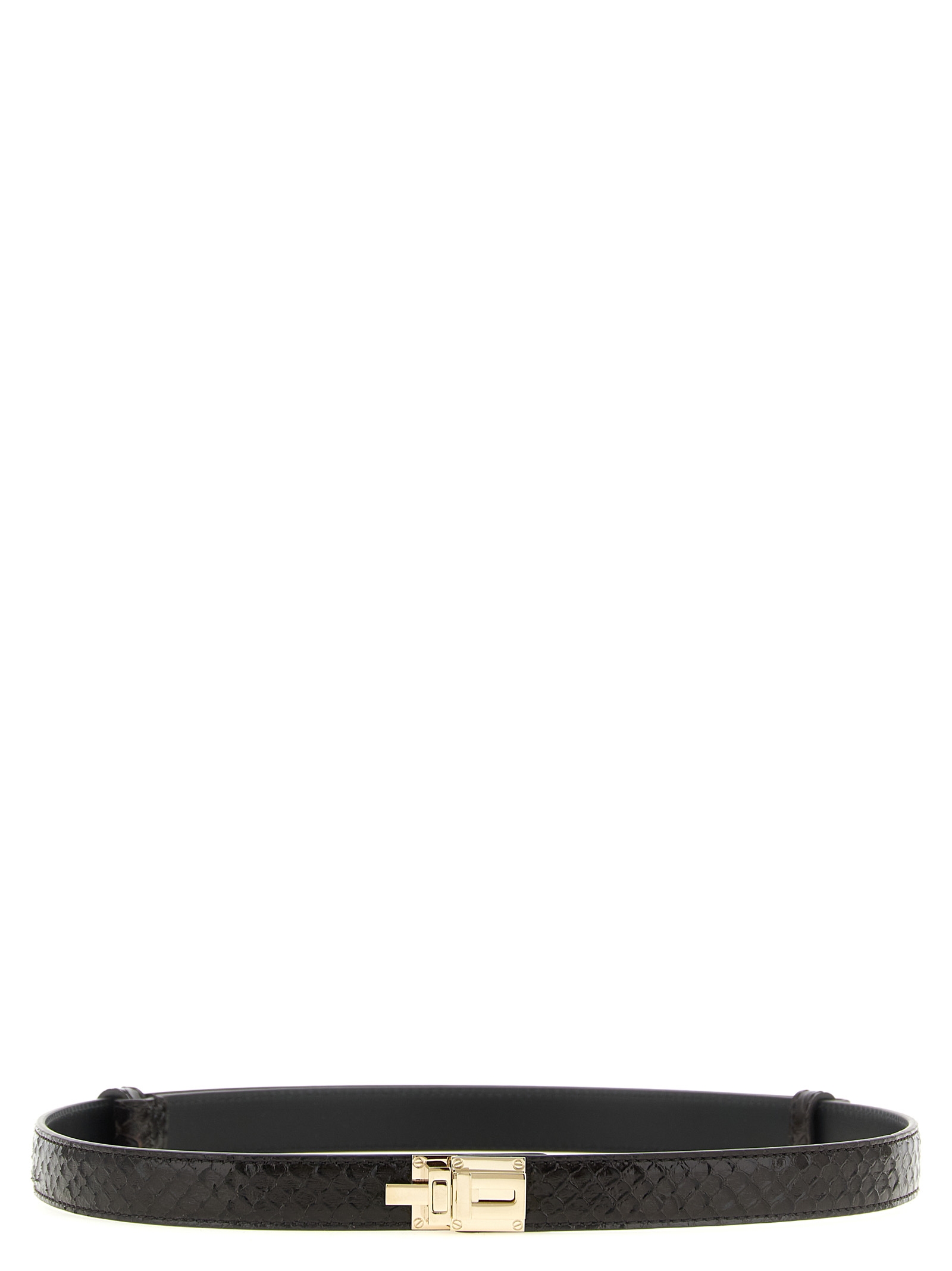 Tom Ford Python-print Calfskin Belt In Black