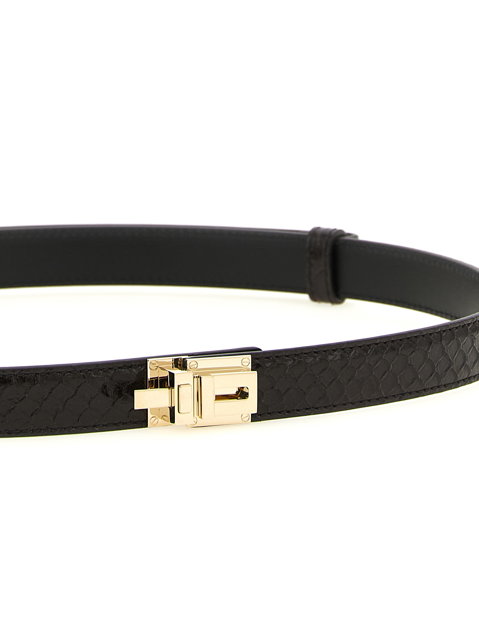 Tom Ford Python-print Calfskin Belt In Black
