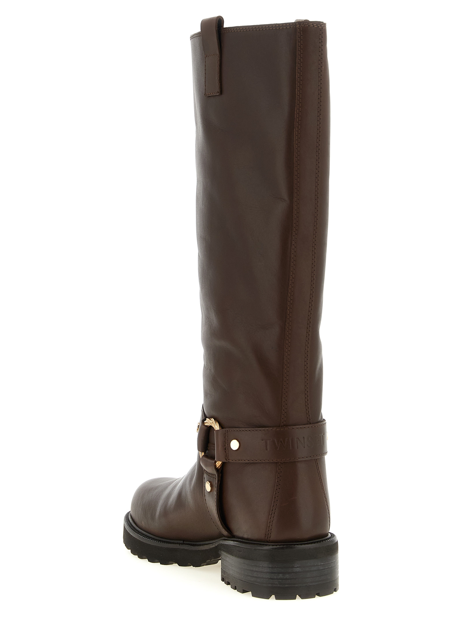 Twinset Twin Set Torchon Ring Boots In Brown