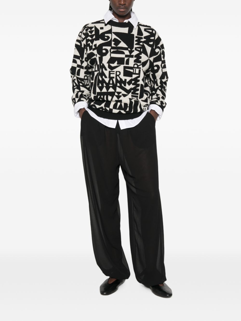Zimmermann Logo-intarsia Knitted Sweater In Black