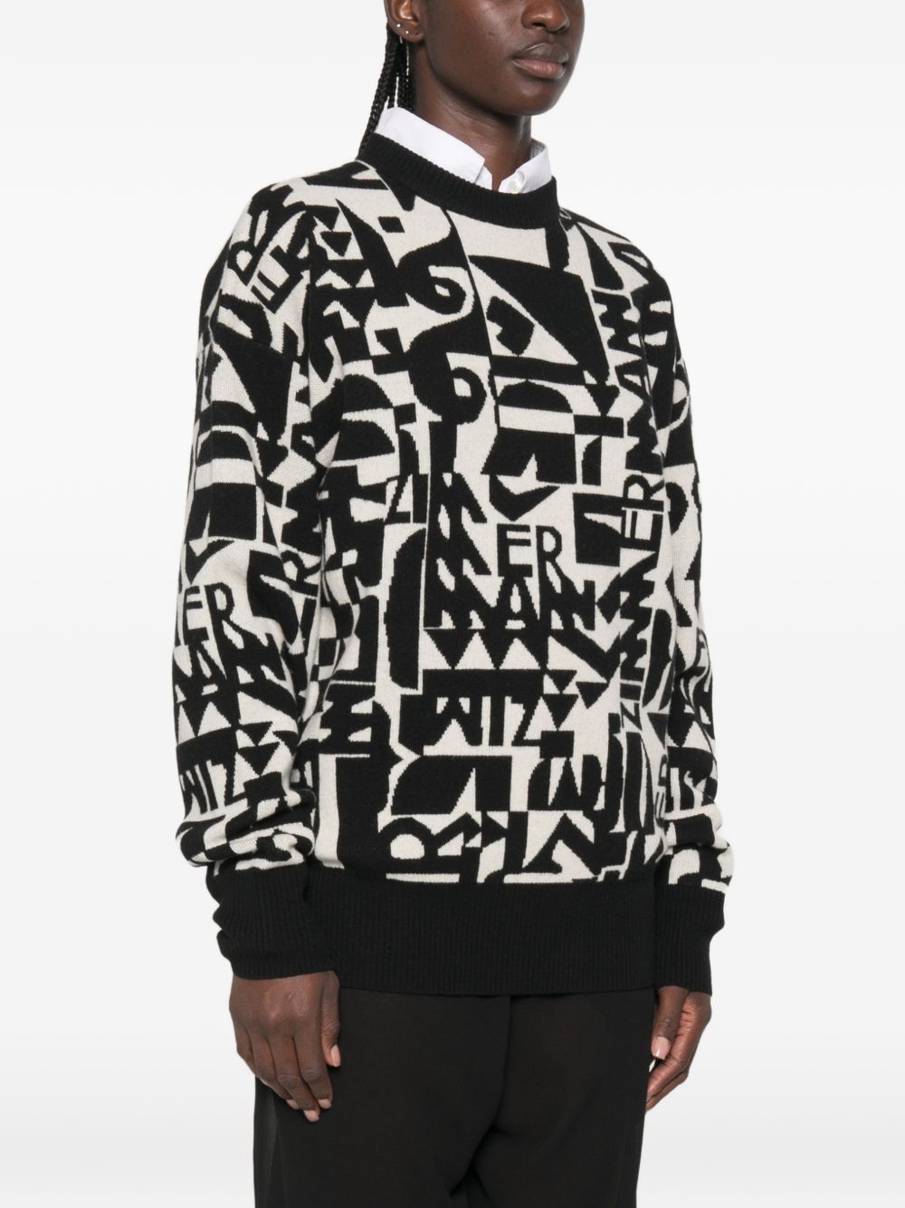 Zimmermann Logo-intarsia Knitted Sweater In Black