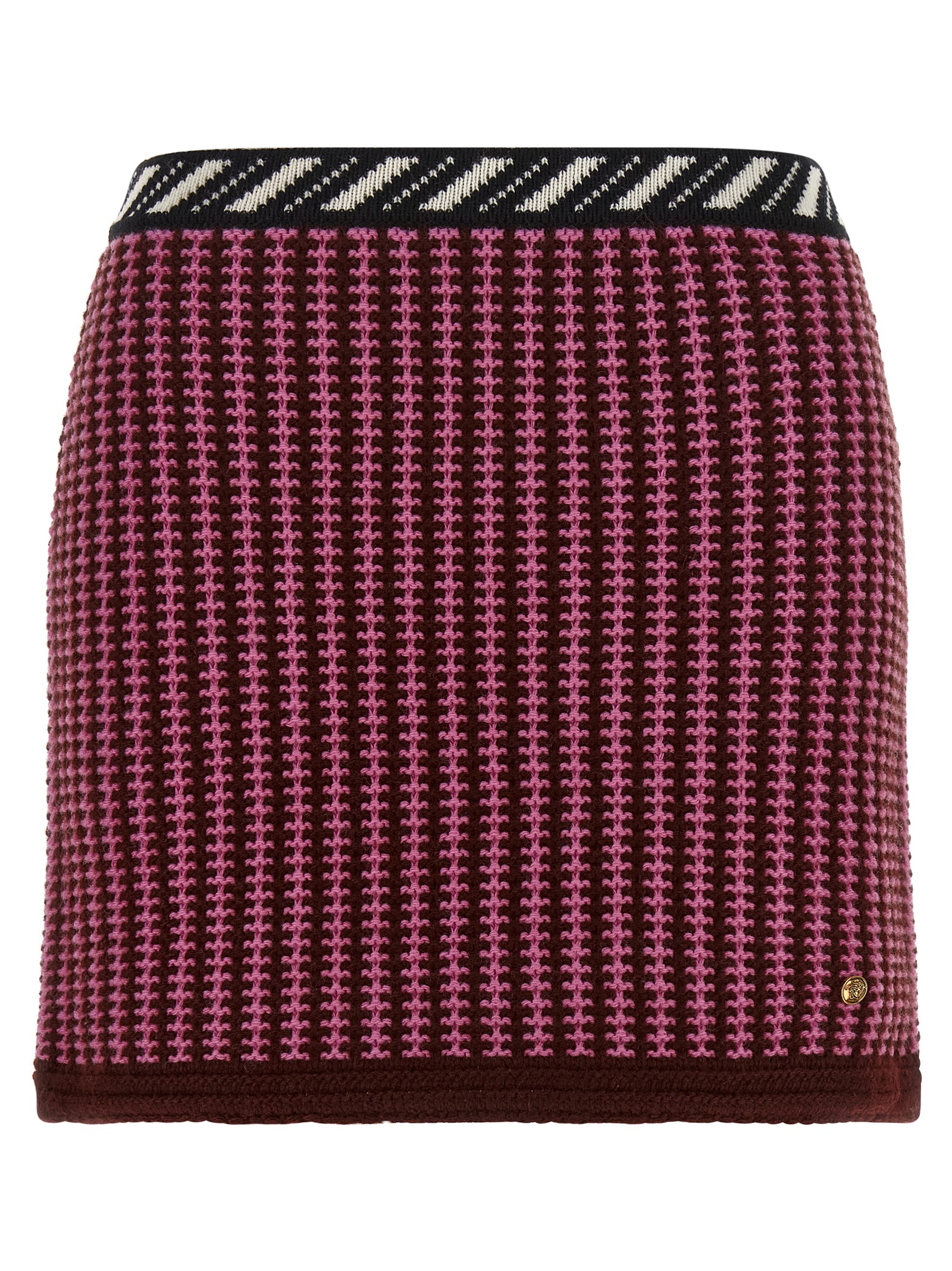Versace Crochet Knit Skirt In Pink