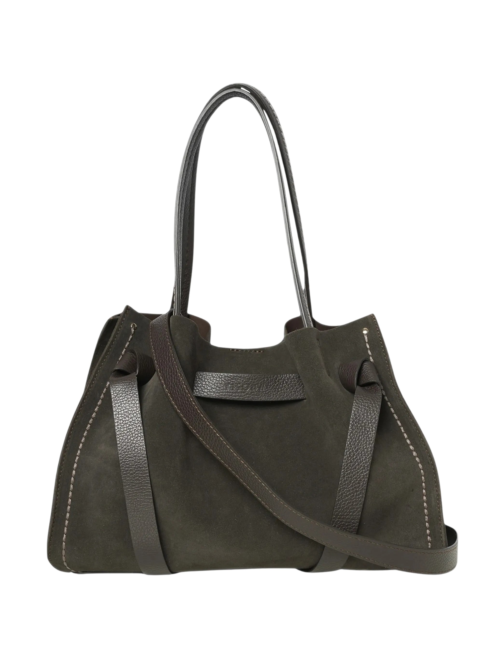 Visonà Visona` Vittoria Suede Tote Bag In Brown