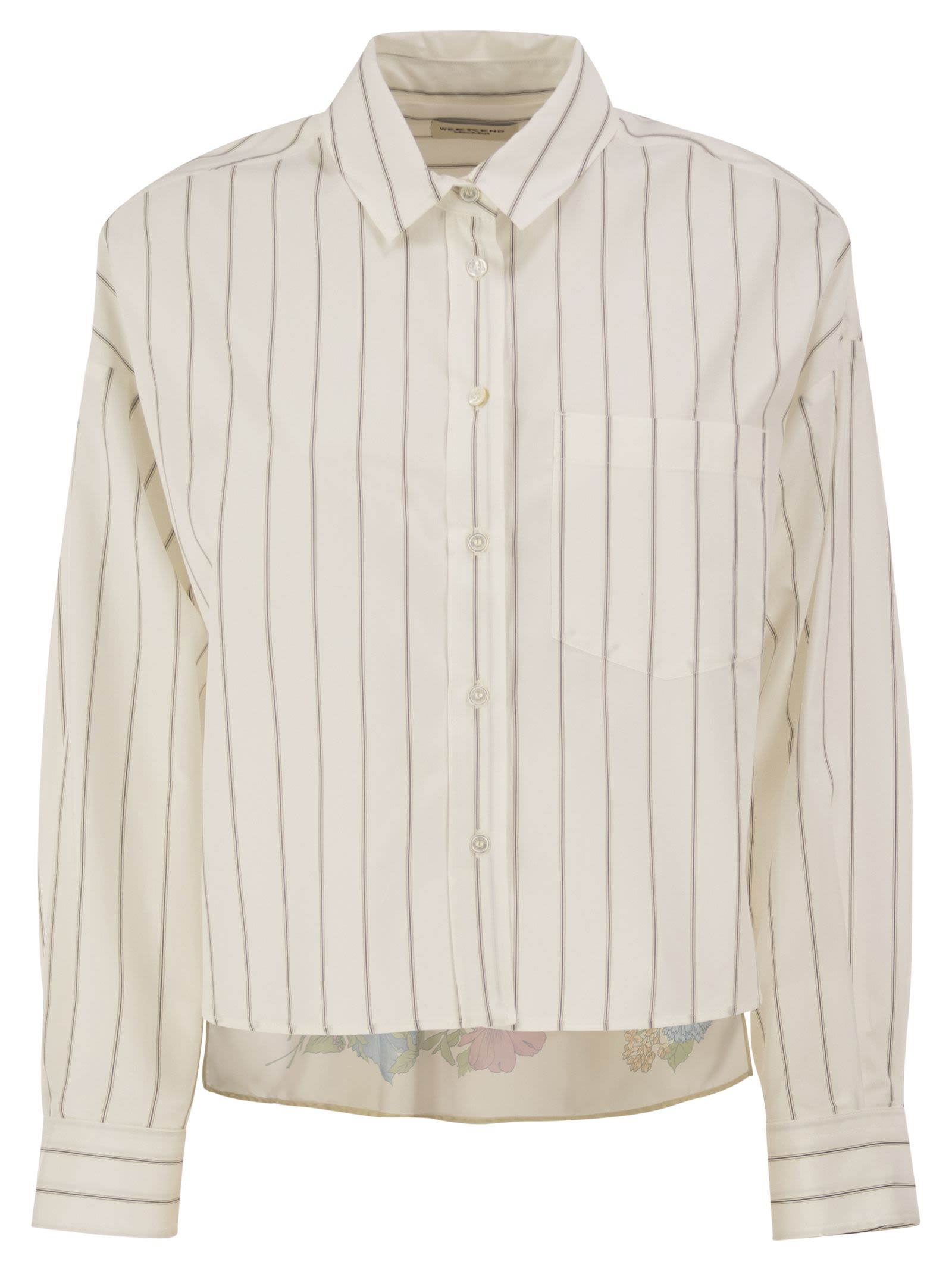 Weekend Maxmara Wkdcertosa - Striped Cotton Shirt With Floral Back Panel