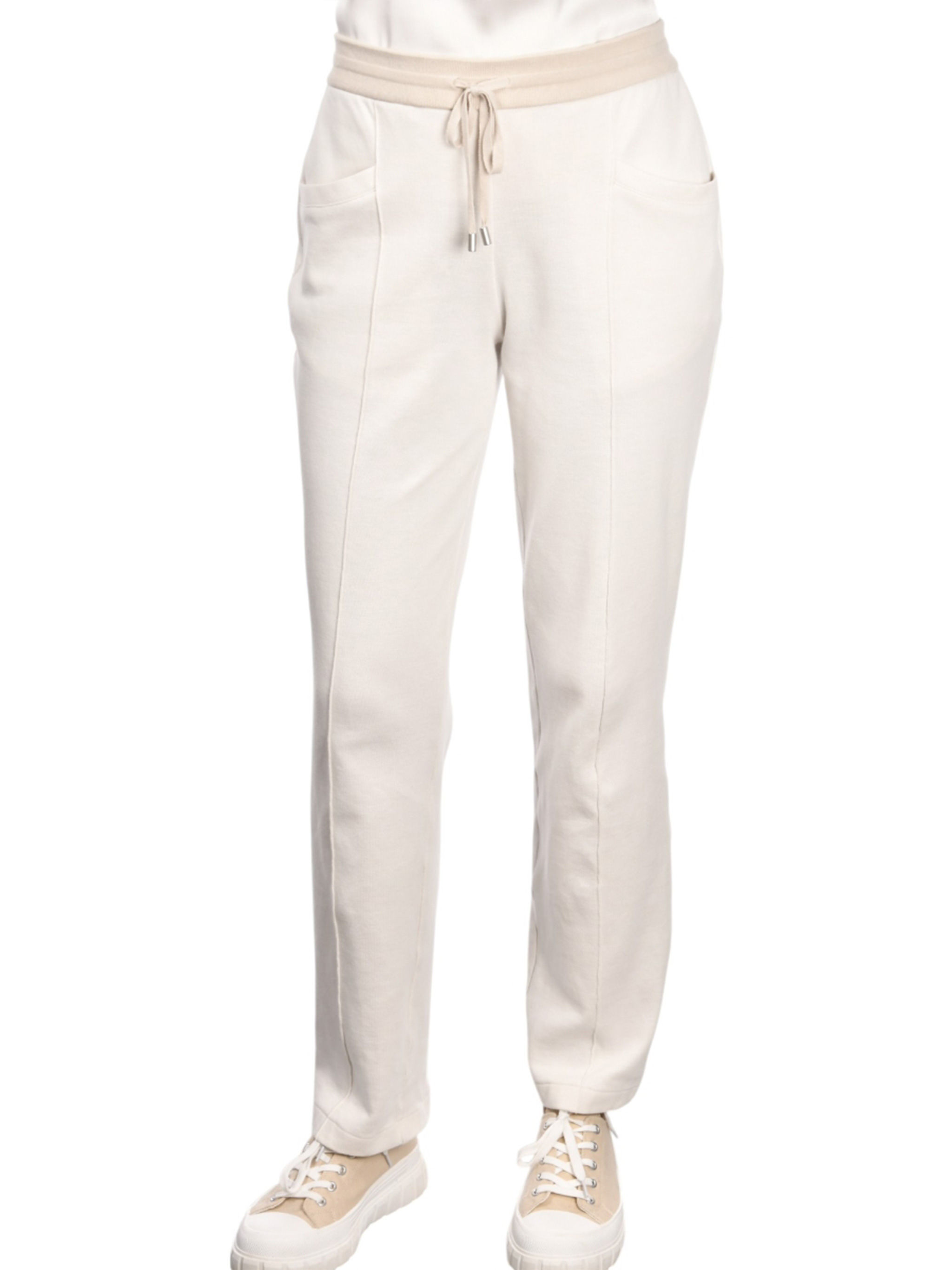 Gran Sasso White Cotton Pantalone Straight Leg Pants