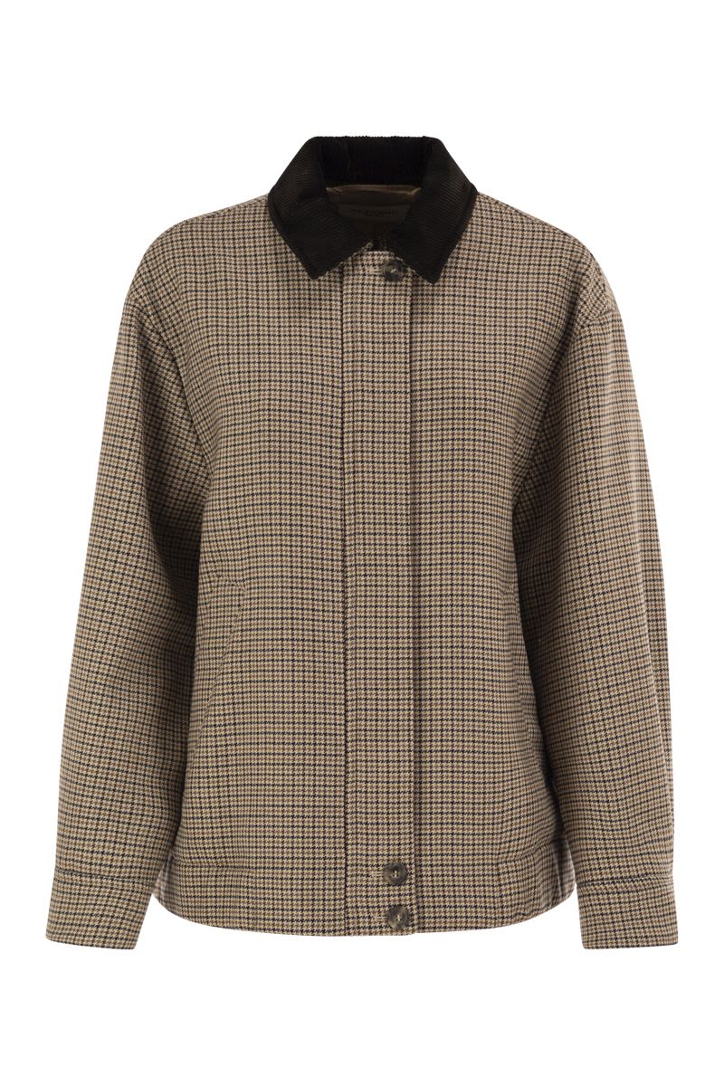 Weekend Max Mara Houndstooth-pattern Virgin-wool Jacket In Brown