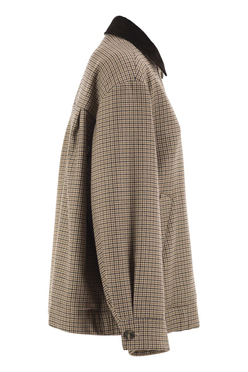 Weekend Max Mara Houndstooth-pattern Virgin-wool Jacket In Brown