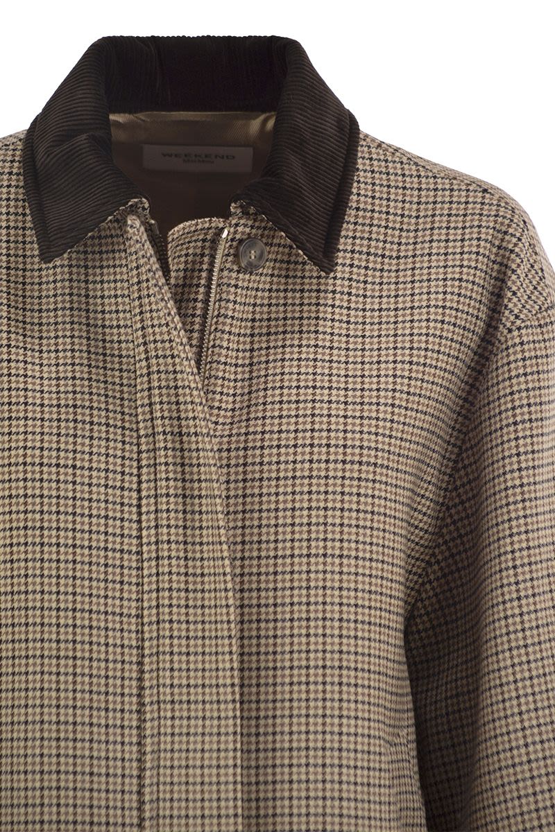 Weekend Max Mara Houndstooth-pattern Virgin-wool Jacket In Brown