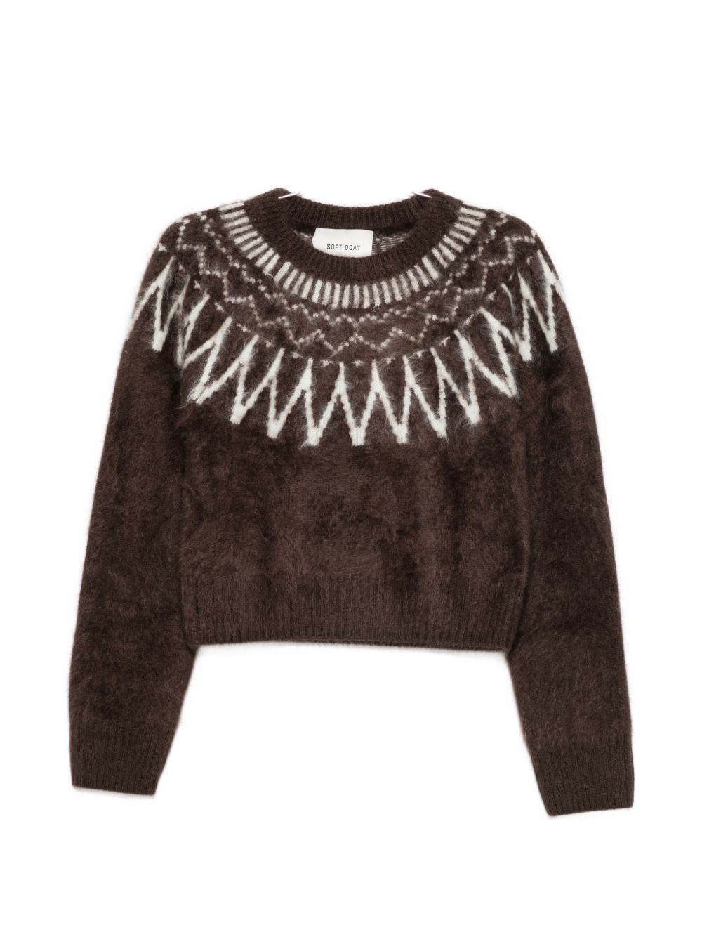 Soft Goat Wool Crewneck Sweater In Brown