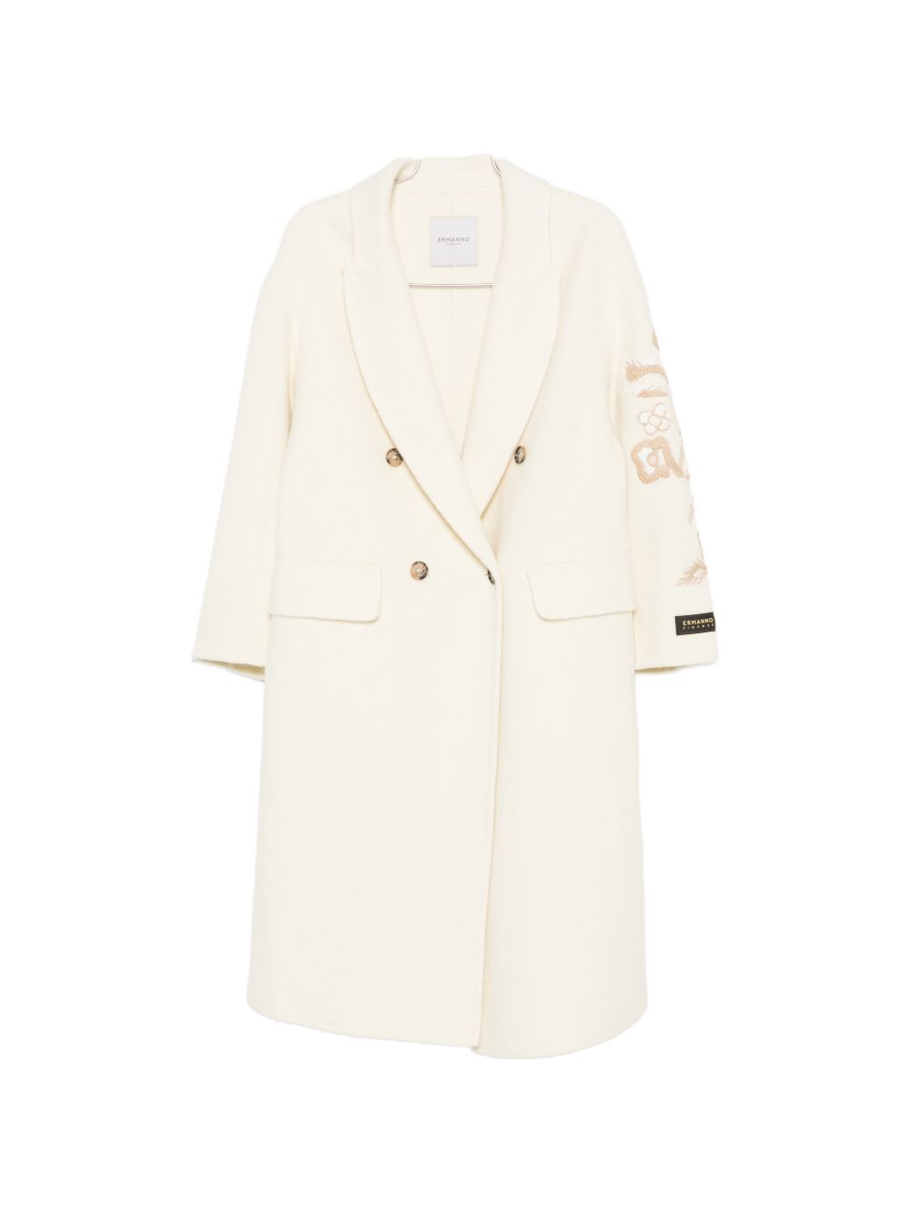 Ermanno Wool Double-breasted Coat In White