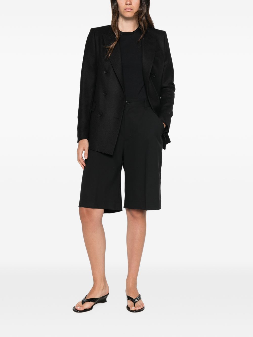 Tagliatore Double-breasted Wool Blend Suit In Black