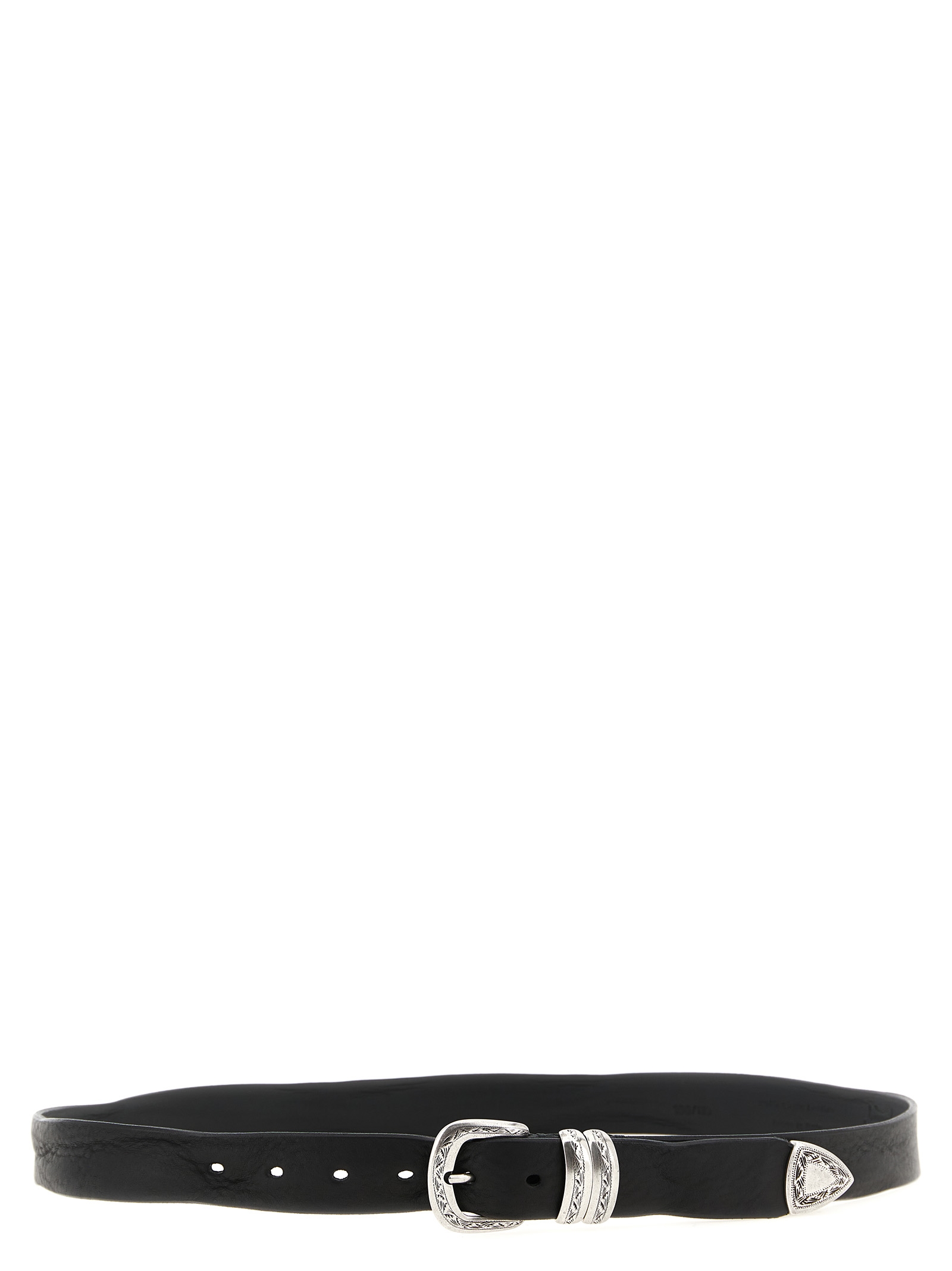 Zerbini Claudio Aged Leather Belt In Black