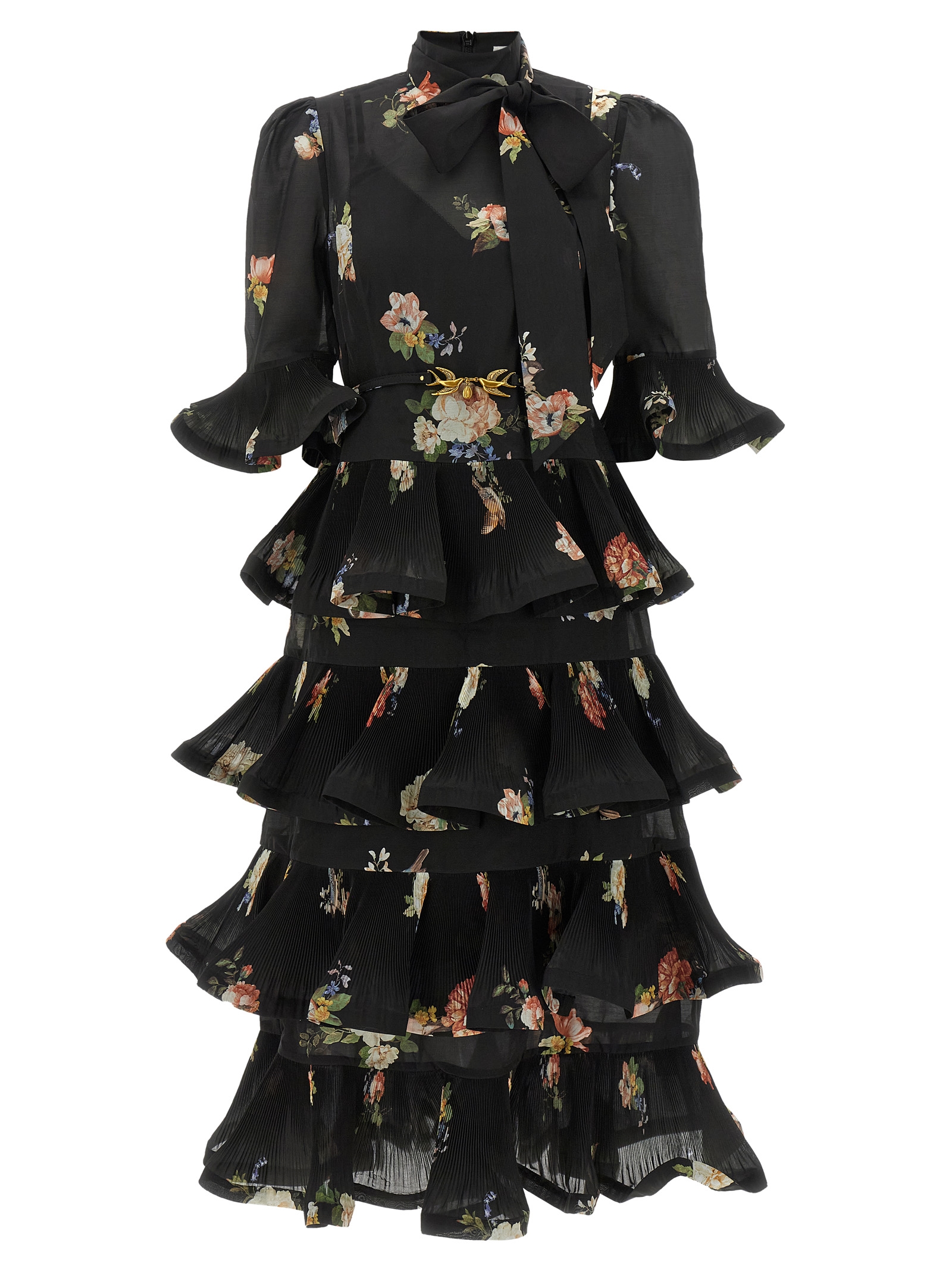 Pleated Sleeved Dress