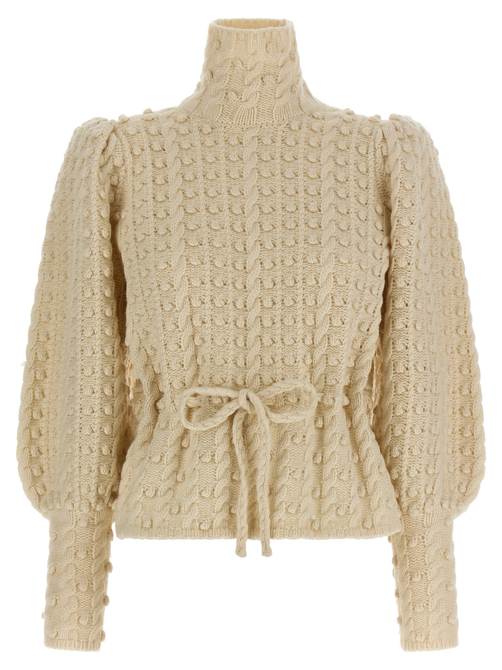 Zimmermann Valiant Embroidered Tie-detailed Wool Sweater In White